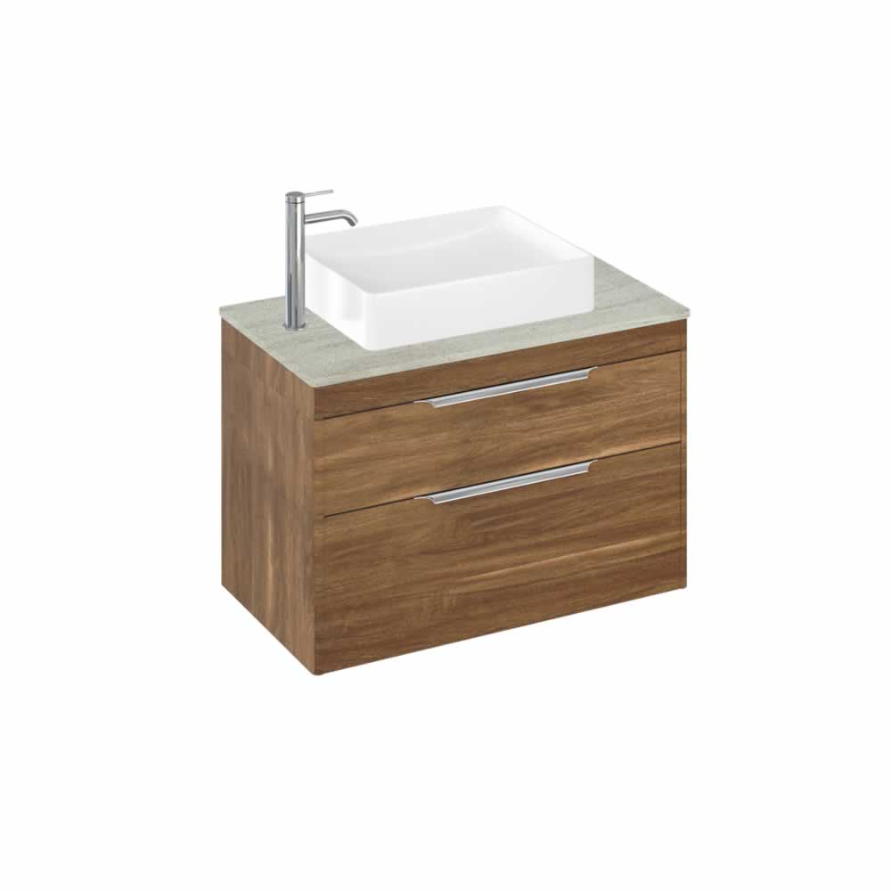 Shoreditch 85cm double drawer Caramel with Concrete Haze Worktop and Quad Countertop Basin